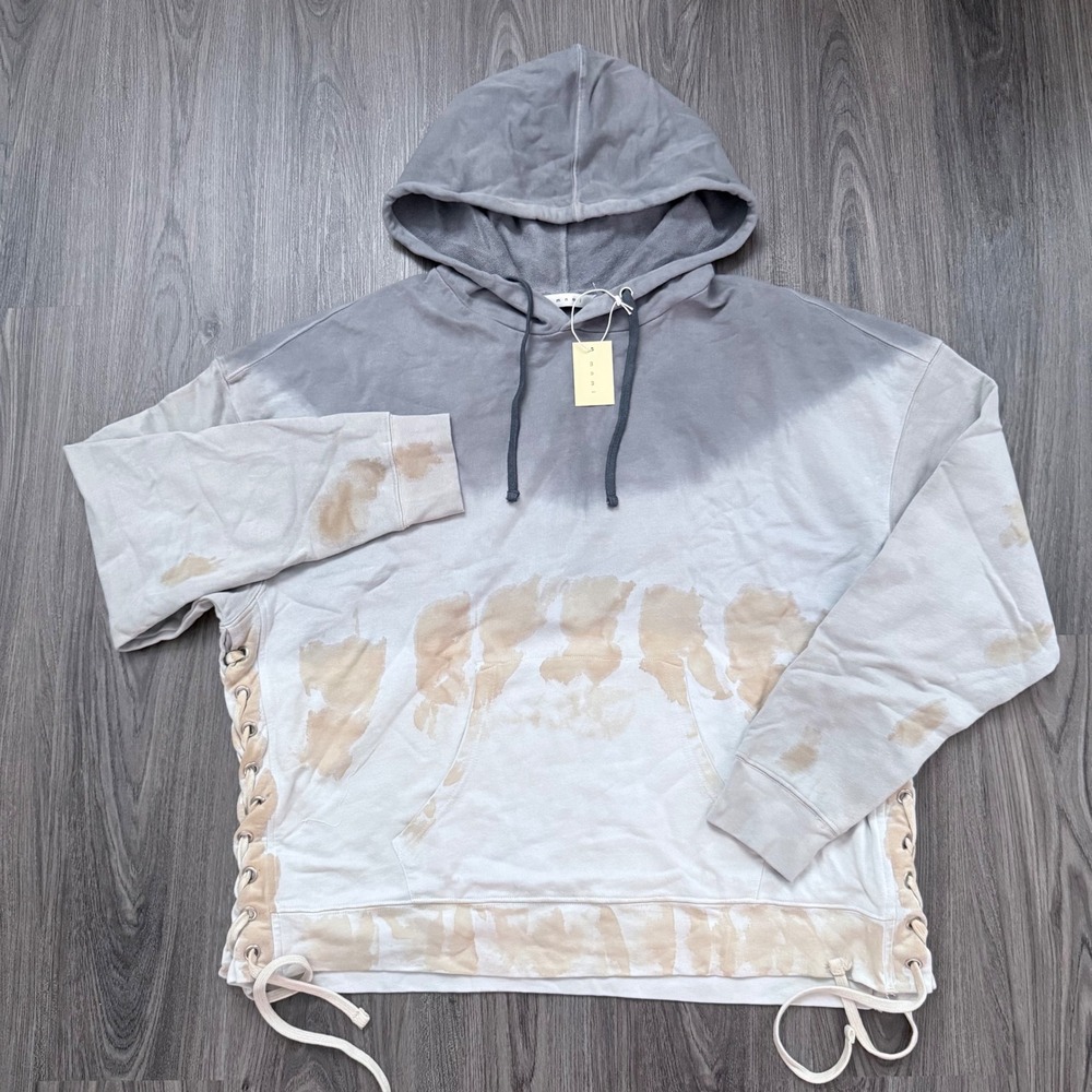 mnml Beach Wash Hoodie Medium Gray Multi Drawstring Lace Up Relaxed Fit